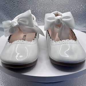 Meckior Girls White Patent Mary Jane Dress Shoes with Bow  size 23 New